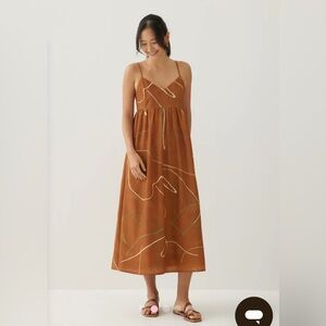 Love Bonito Patrize V-neck Babydoll Midi Dress in Golden Hour